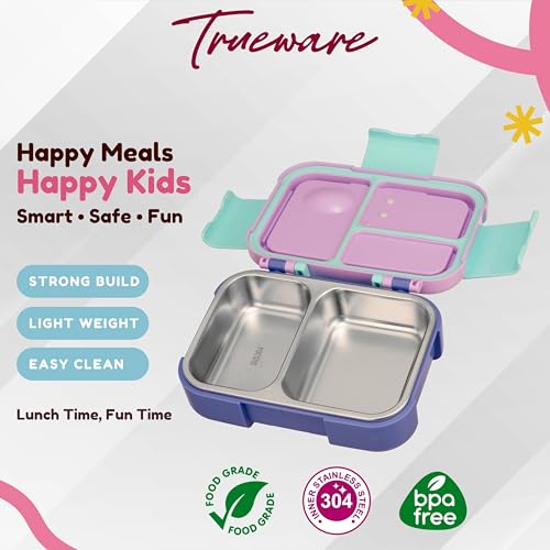 Image of Trueware Galaxy 2 304 Stainless Steel PU Insulated Lunch Box with Two Compartment BPA Free, Food Grade Ideal for School, Picnic, Office & Outdoor - 530ml