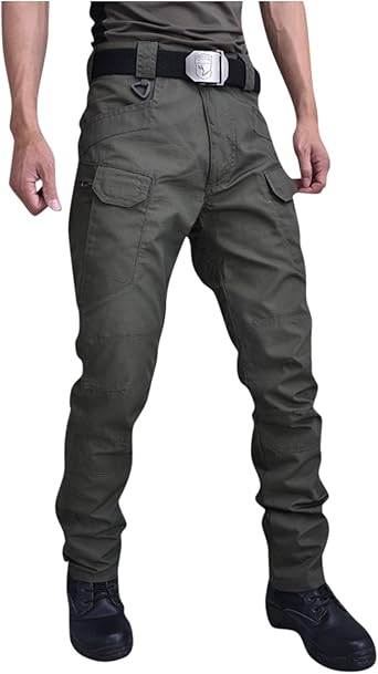 OIOLOYJM Military Cargo Pants for Men Hiking Relaxed Fit Work Waterproof Stretch Tactical Lightweight Outdoor Travel Pant