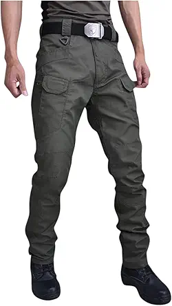 OIOLOYJM Military Cargo Pants for Men Hiking Relaxed Fit Work Waterproof Stretch Tactical Lightweight Outdoor Travel Pant