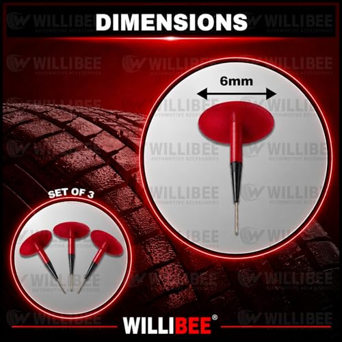 Image of WILLIBEE Mushroom Puncture Kit for Tubeless Tyre | Mushroom Puncher Kit for Bike & Car | Tire Puncher Repair Patches (6 MM, 3 Pcs)