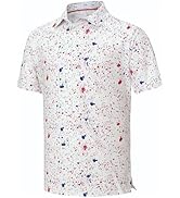 KYKU Mens Golf Polo Shirts Short Sleeve Print Casual Athletic Golf Shirts for Men, 4-Way Stretch,...