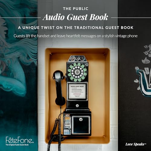 FeteFone The Public Vintage Audio Guest Book Phone, Unique Voicemail Message Recorder, Guestbook Alternative for Wedding, Bridal Shower, Birthday Party, Baby Shower, Anniversary, Engagement, Black