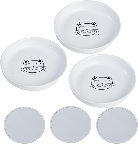 Miniatura 1 de Tazones de comida para gatos poco profundos, plato de cerámica para gatos de 5.9 pulgadas de ancho para gatos de interior, juego de platos