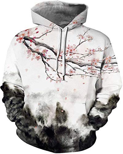 Owmmiz Unisex Novelty Hoodies 3D Print Graphic Hooded Pullover Sweatshirt Pocket Large-X-Large White Red #TOP2