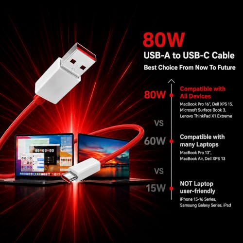 Image of Basesailor 80W Fast USB to Type C Cable,SuperVooc /Dash Fast Charging Charger Cable Compatible for Oneplus 13 /13r /13s /12 /12r /11 /11r /10r,10t,10,10 pro,9 Pro,8,8T,7t,7t Pro,6,Nord,4,3,2,2t,Ce Lite & More