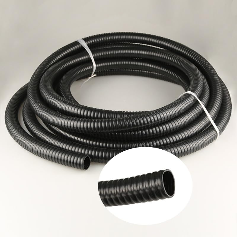 flexiable rubber Corrugated Pond Tubing Black Rubber Strong Flexible Hose Connects Pond Components 1 meter drain elastic (Size : 32mm)