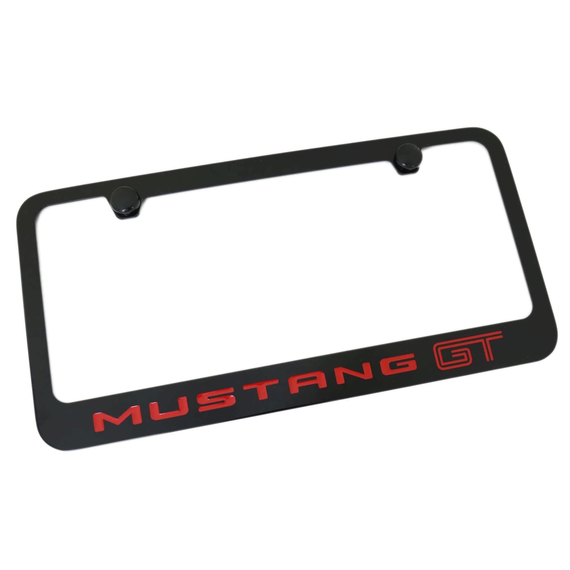 Elite Automotive Products, Inc. License Plate Frame for Ford Mustang GT (Red on Black)