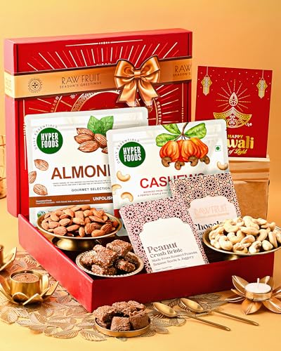 Image of Hyperfoods Diwali Gifts for Family and Friends Dry Fruits Diwali Gifts for Employees Gift Hamper Dry Fruit Gift Box Corporate Gifts for Employees Chocolates Gift Pack Combo Dry Fruits Combo Pack