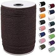 Dark Coffee Macrame Cord 3mm x 220yards, Colored Macrame Rope, Cotton Rope Macrame Yarn, Colorful Cotton Craft Cord for Wall Hanging, Plant Hangers, Crafts, Knitting