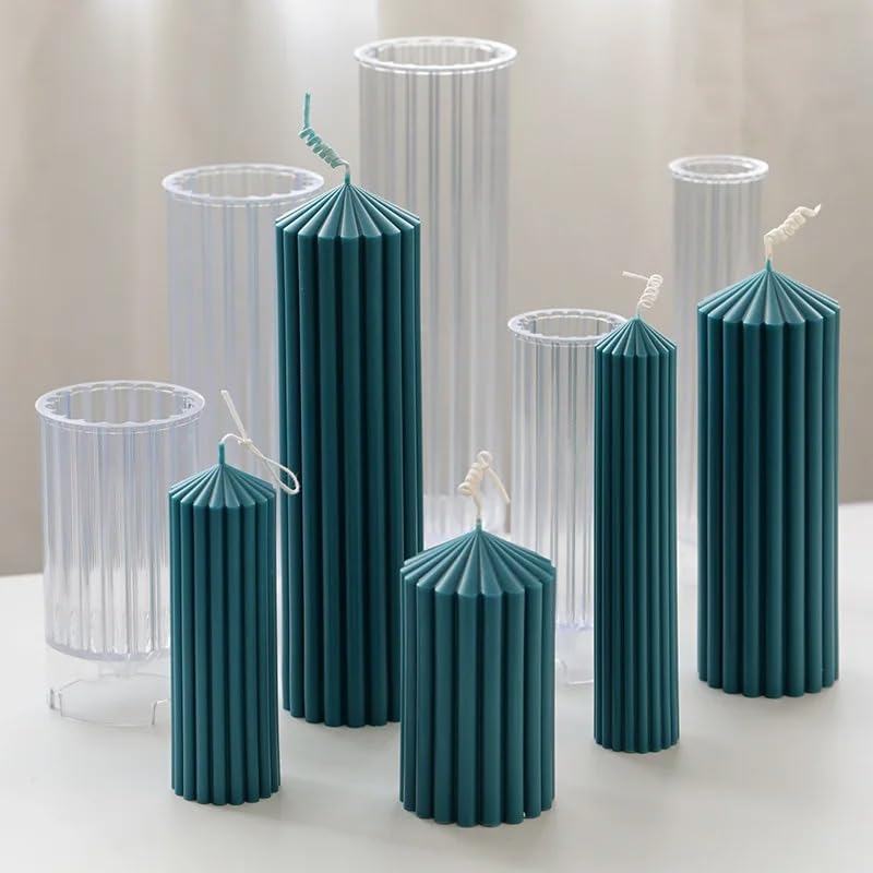 Stampi per candele in acrilico, facili da demolire, stampo per cera a colonna, per fai da te, grande a righe, forma conica, decorazione per casa e matrimonio (stampo 7 x 20 cm)