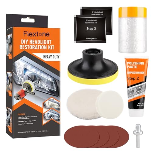 Plextone Kit de reparación de Sistema de restauración de Faros Delanteros, Kit de reparación de Luces para Coche Plextone Kit de reparación de Sistema de restauración de Faros Delanteros, Kit de reparación de Luces para Coche