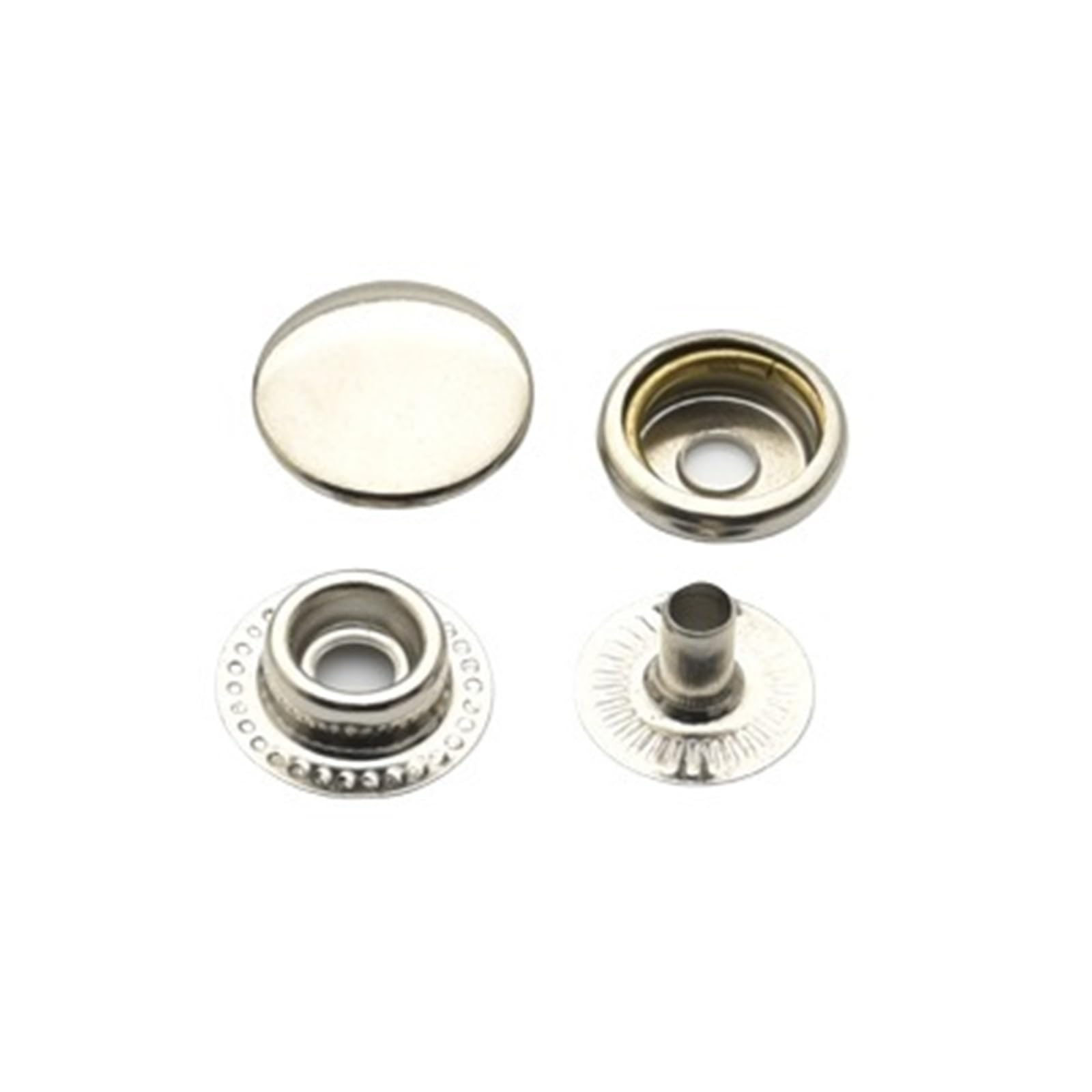 Xinglongs Nickel Snap Button Fastener Kit 100 Sets 10/12.5/15Mm Brass Snap Fasteners Four Part Button Ring Press Studs Silver Bronze Black