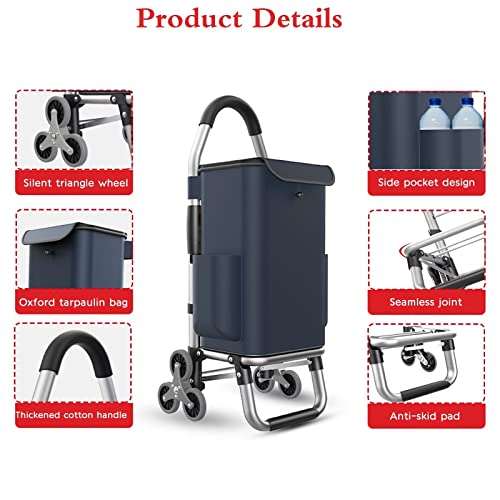 Einkaufstrolley mit leichtgängigen PU-Rädern, 103 cm Höhe, leicht für einfache Lagerung und Transport, ideal für Lebensmittel und Besorgungen – Bild 3