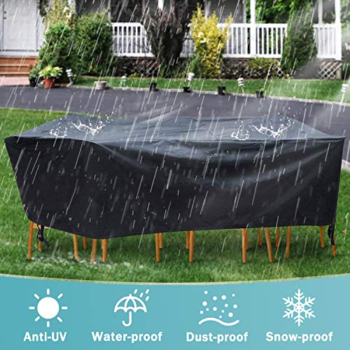 image for AKEfit 100% Waterproof Patio Furniture Cover, Fits 8-12 Seat, Anti-UV 