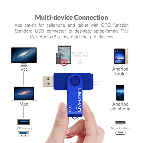 Leizhan Otg Usb Flash Drive 32Gb Micro Usb Thumb Drive Gift For Android Smart Phone, Usb Photo Stick Pen Drive For Pcs (Blue) #TOP2