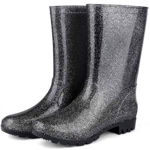 DaeRainy Women's Mid-calf Rain Boots Waterproof Non-slip for Gardens,Fishing,Farm,Outdoor Work Boots