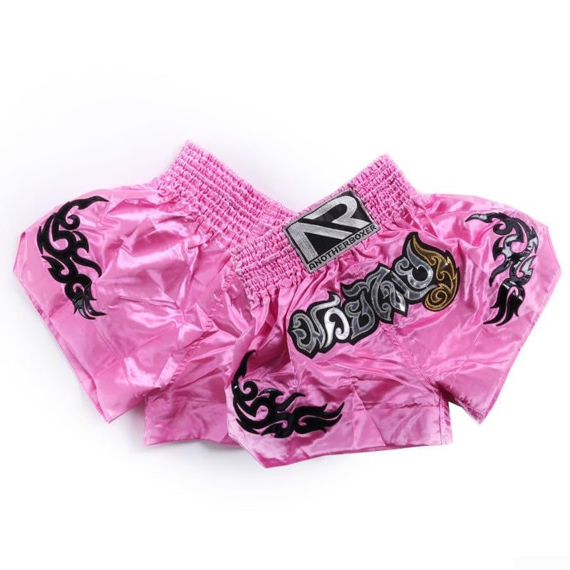Pantalones cortos de entrenamiento de lucha unisex para MMA Muay Thai (M rosa)
