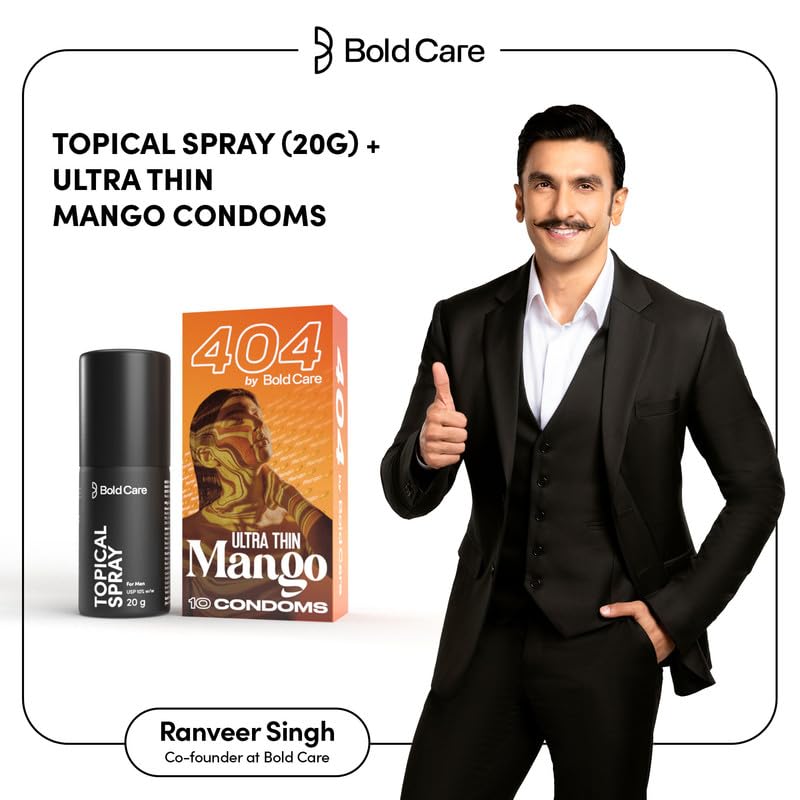 Image of Bold Care EXTEND Non-Transferable Spray for Men (Pack of 1) + Bold Care 404 Super Ultra Thin Mango Flavored Condoms For Men - (Pack of 10) - Combo
