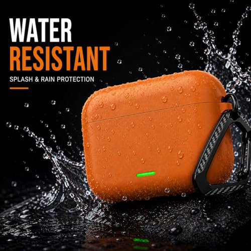 Image of Anvique Silicone Case Cover for Realme Buds T500 Pro, Shockproof Protective Earbuds Cover with Keychain Hook, Anti-Scratch Soft Silicone Skin, Full Body Protection Case (Orange T)