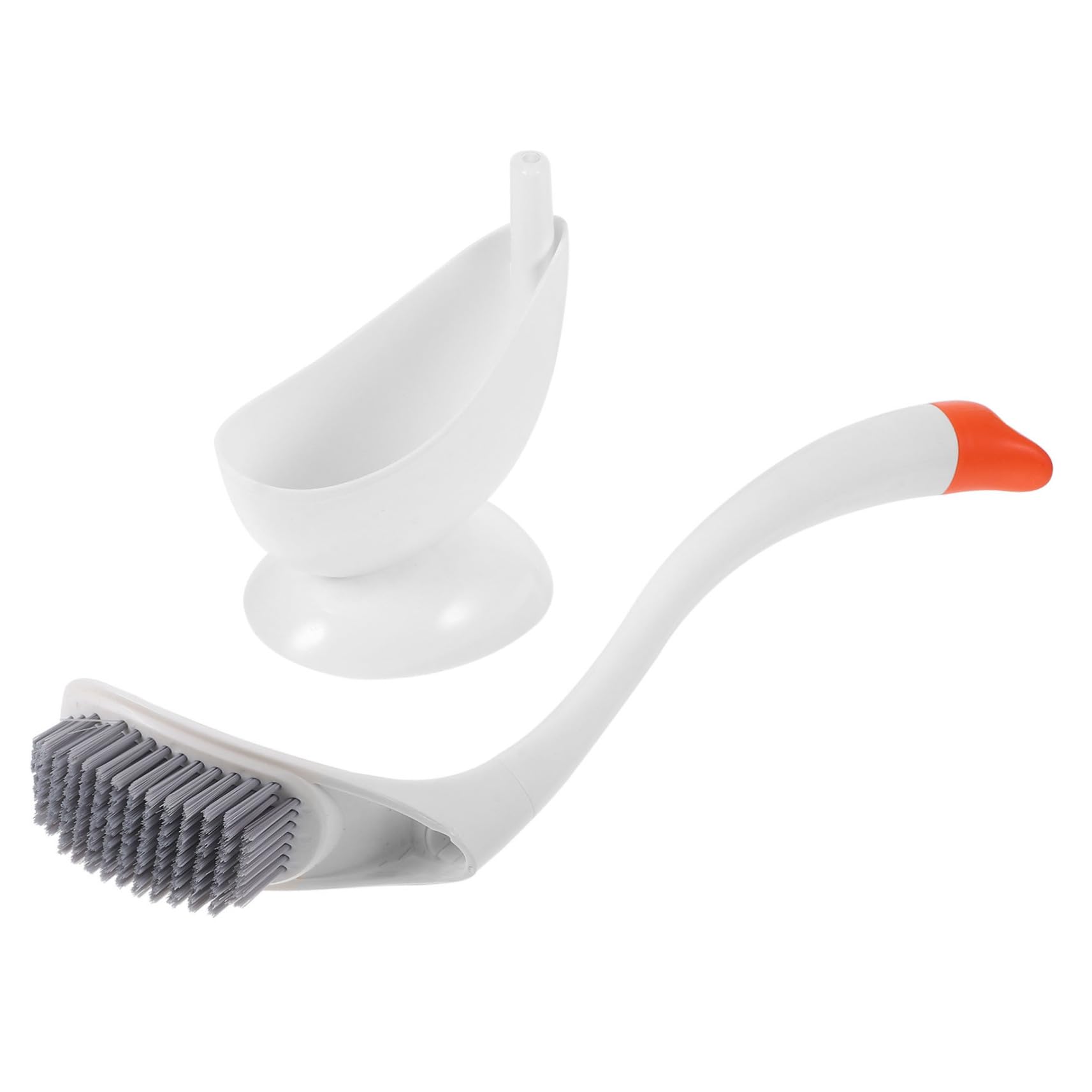 Brosse à bol en ABS style oiseau et support blanc pour salle de bain