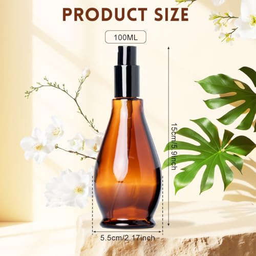 2 botellas de vidrio ámbar de 100 ml con bomba dosificadora para cosméticos 3