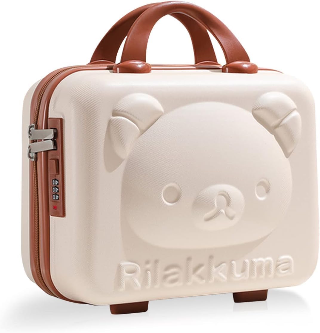 Cute Bear Makeup Train Case with TSA Combination Lock, Hard Shell Cosmetic Storage Organizer Box, Portable Vanity Case for Women & Girls, Travel Makeup Bag with Elastic Luggage Strap - 1pcs-image-34