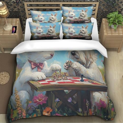 Housse de couette Chèvre ailée en microfibre 200x200cm hypoallergénique avec fermeture éclair pour lit double