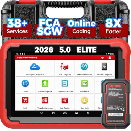 Launch X431 PROS V 5.0, 2026 Newly Bidirectional Scan Tool PROS V+ 5.0 Elite Scanner with DBSCar VII Connector,38+ Reset for All Cars,Online ECU Code,CANFD,FCA AutoAuth,VAG Guide,2 Yrs F-Ree Update