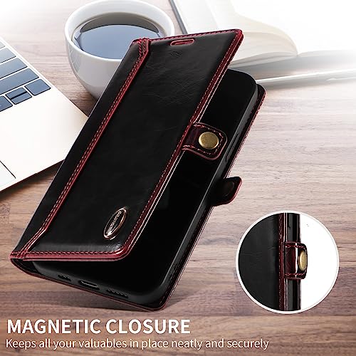 Xyx Wallet Case Compatible With Huawei P30 Pro, Rfid Blocking Retro Pu Leather Phone Flip Case With Kickstand Card Slots For Huawei P30 Pro, Red #TOP4