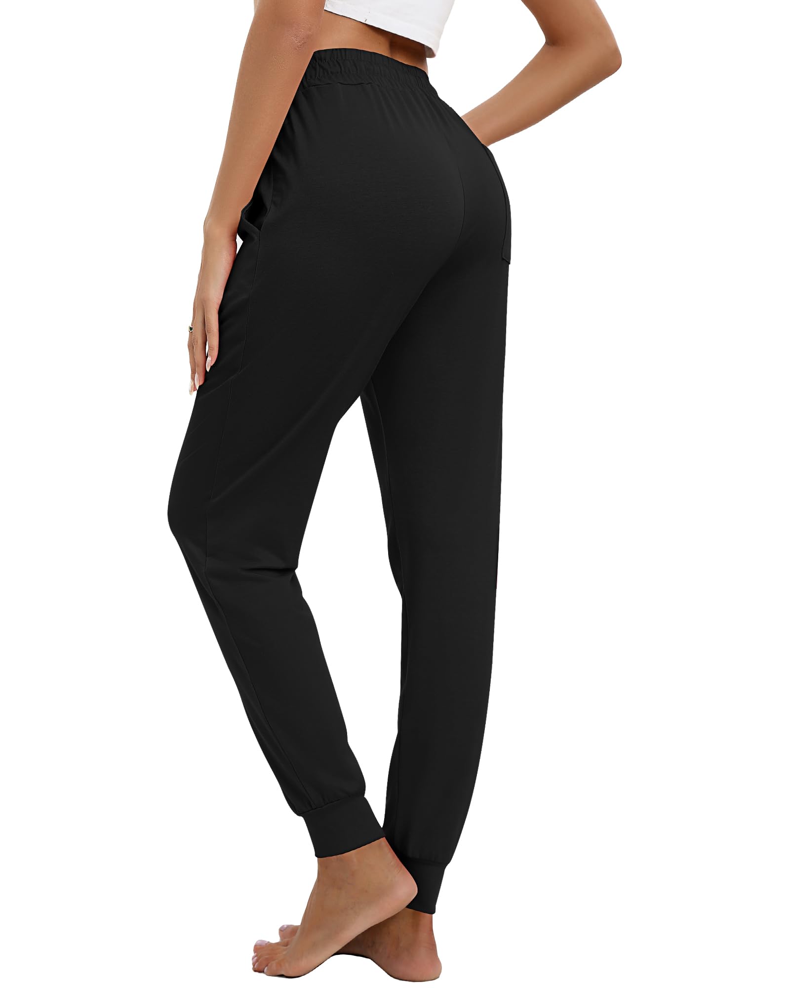 Riyiper 3 Pcs Women's Joggers Pants with Pockets Lounge Drawstring Running Sweatpants (Black, Navy Blue, Wine Red,XX-Large)