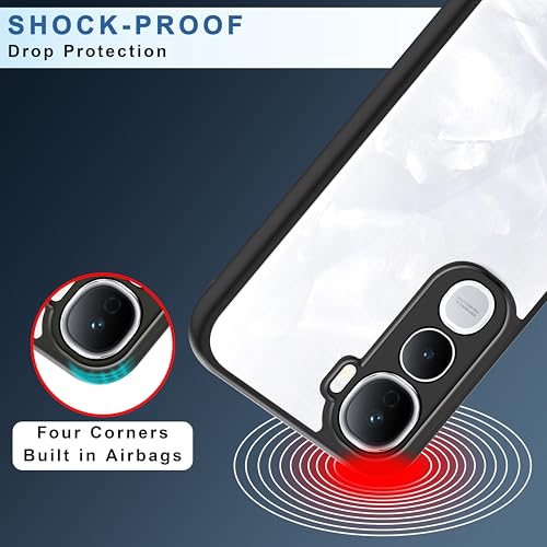 Image of CEDO Backcover for Vivo Y400 Pro (5G) | Camera Protection Bump Shockproof Edge | Ultra Hybrid Transparent Acrylic Clear TPU+PC Hard Backcase Cover (Black)