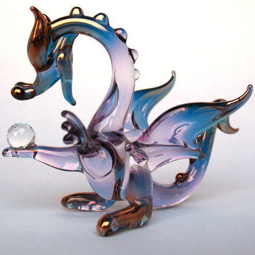 Prochaska Gallery Hand Blown Glass Purple Dragon Figurine #TOP4