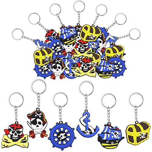 30 Pièces Mini Porte clé,Pirates Trousseau Porte-Clés, Enfant Fille Garçon d'anniversaire Cadeau Sacs Pinata Fillers Enfants Jouets et École Récompenses Cover