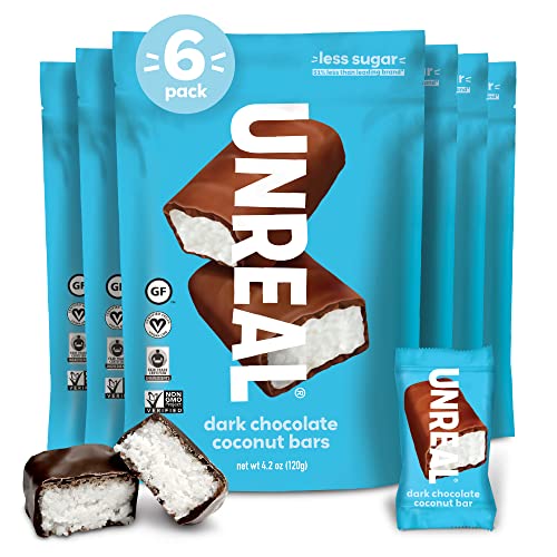 Unreal Dark Chocolate Coconut Bars | 3G Sugar | Certified Vegan, Gluten Free, Fair Trade, Non-Gmo | No Sugar Alcohols Or Soy | Pack Of 6 #TOP23