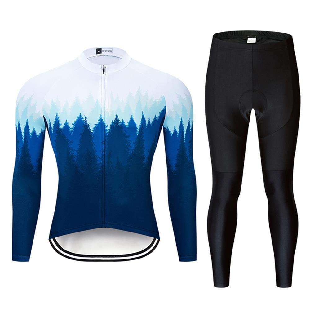 MOXILYN Men's Quick-Dry Cycling Jersey Set Road Bike Bicycle Shirt + Bib Pants with 9D Gel Padded MTB Riding Clothing kit