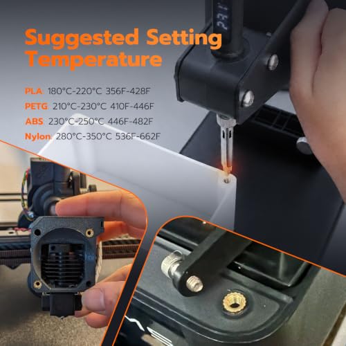 Image of 60W Digital Soldering Iron Heat Set Insert Tool with Heat Set Insert Tips and 100 Pcs M3x4x4.5 Threaded Inserts