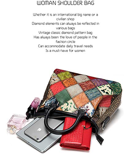 Bolso Satchel de cuero multicolor para mujer miniatura 4