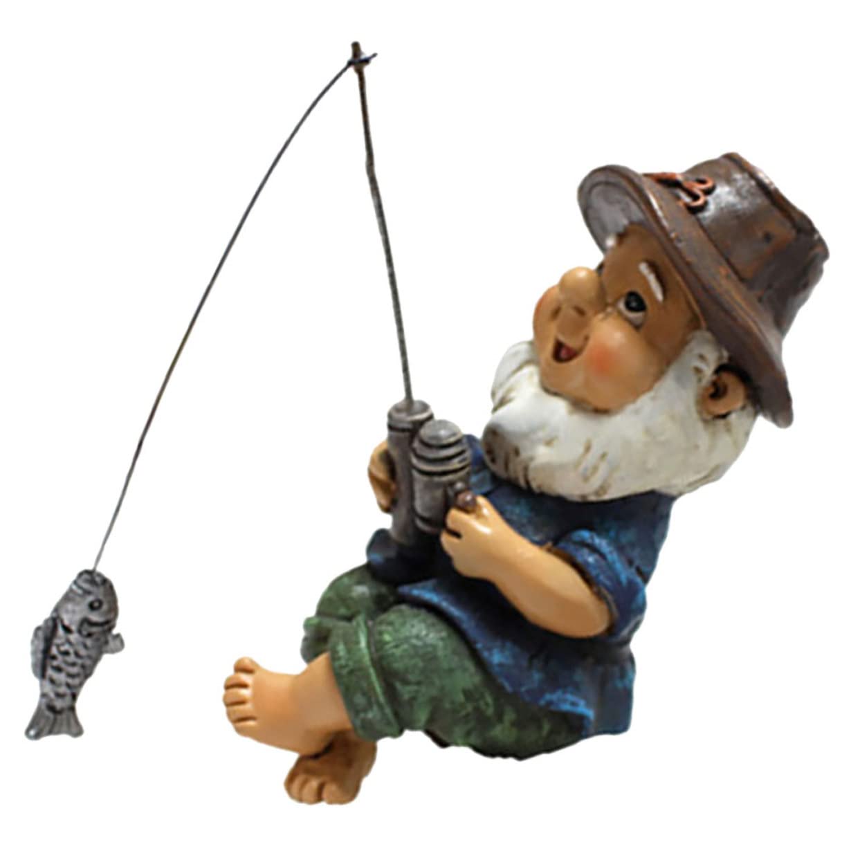 Muiltvoe Fishing Dwarf Gnome Statue Adorable Garden Ornament Miniature Resin Decor For Outdoor Spaces For Park And Decoration Addition To Fairy Garden
