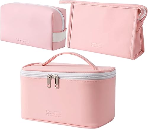 Miniatura 5 de AUSEKALY Bolsa de maquillaje para mujer, bolsa de maquillaje de viaje para niña, 2 unidades, bonita bolsa de maquillaje grande con bolsa para