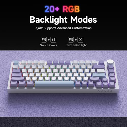 Image of Ajazz AK820 TKL 75% Hot Swappable Mechanical Keyboard with Volume Knob, Gasket Mount Wired Gaming Keyboard, Pre-lubed Linear Switch, South-Facing RGB, PBT Keycaps