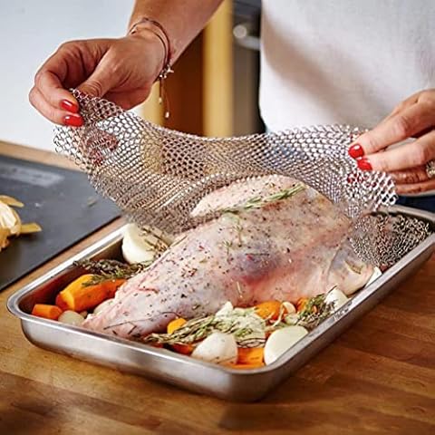 Mrisata Stainless Steel Chainmail Baking Cover for Roast Beef Pork Lamb Vegetables Kitchen Tool Accessories Cover