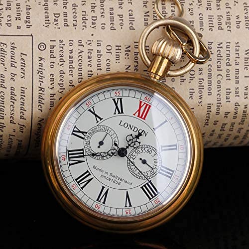 Tiong Vintage Copper Design Hand Winding Mechanical Pocket Watch Mens Watches #TOP3