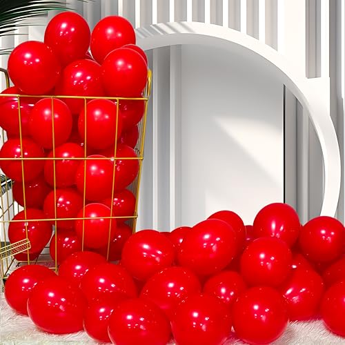 Image of Firomi Small Red Balloons 5-inch 100 Pack (with 2 Ribbons)