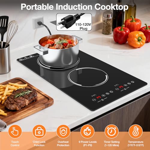 Image of Double Induction Cooktop, Portable Induction Stove Hot Plate with 9-Level Touch Control, Safety Lock, Auto Shutoff Timer Setting, Overheating Protection for Apartments, RVs, Camping