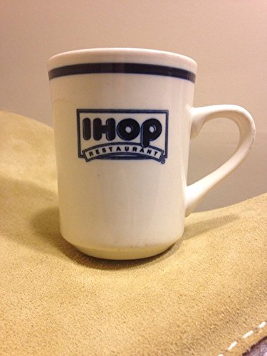 IHOP Restaurant Ceramic Coffee Cup Mug Vintage DELCO Pancakes White Blue