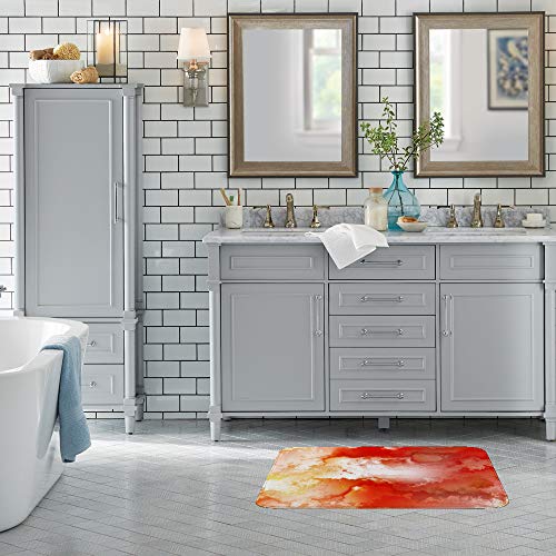Tapis de bain antidérapant aquarelle rouge en velours corail Ruchen - 4