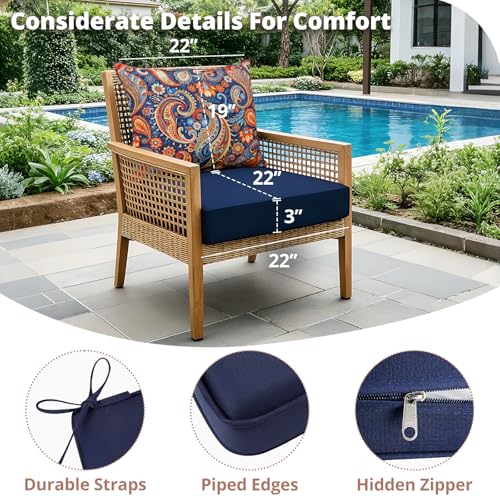 Outdoor Chair Cushion Patio Furniture Seat & Back Pillow 22 x 22 Inch Red by Fabuday - Used condition - Image 7