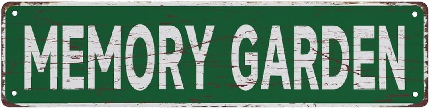 Peiyeety A006 Vintage Metal Tin Sign Memory Garden Vintage Sign, Retro Wall Decor For Home, Bar, Garage, Cafe, Man Cave, Garden, Memorial Decor, Rustic Wall Art For Indoor And Outdoor Decoration, 4X16 Inch