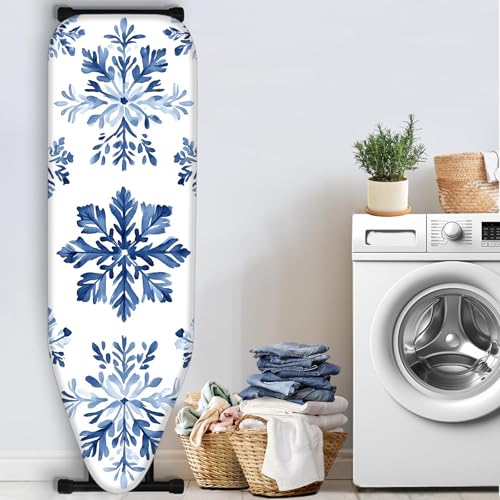 Image of Nuxovilar Blue Snowflake Ironing Board Cover 15x54 Inches Polyester