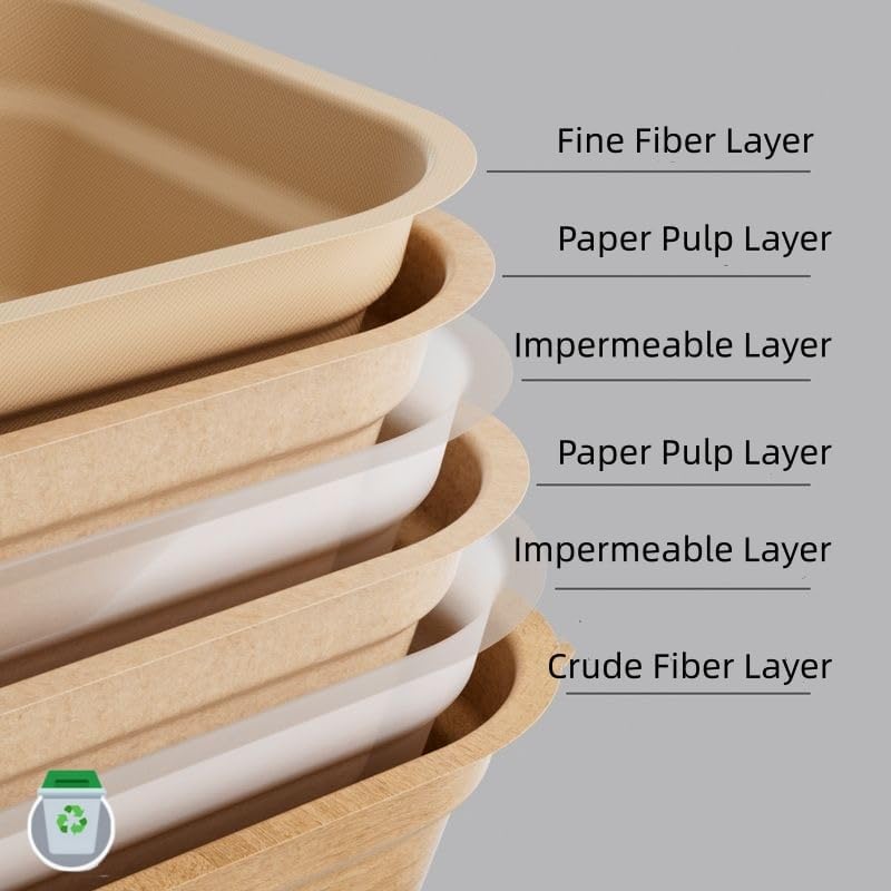 Miniatura 2 de Paquete de 5 cajas de arena desechables para gatos funcionalidad 2 en 1 bandeja de cartón para gatos hecha de 100 papel úsalo solo o como